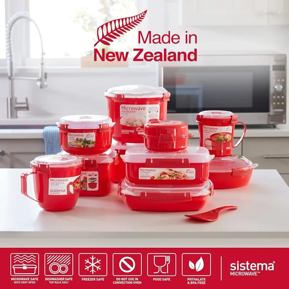 Sistema Set of 6 Klip It Mug & Bowl Set Red